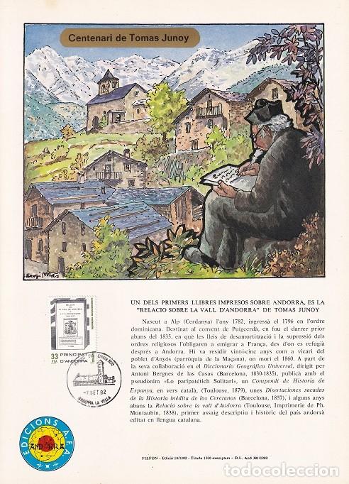 Timbres: Andorra 1982 N&ordm; 10 Tirada 1300 - Centenari de Tomas Junoy - Relaci&oacute; sobre La Vall d'Andorra