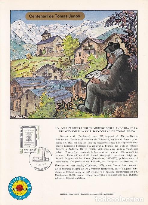 Timbres: Andorra 1982 N&ordm; 10 Tirada 1300 - Centenari de Tomas Junoy - Relaci&oacute; sobre La Vall d'Andorra