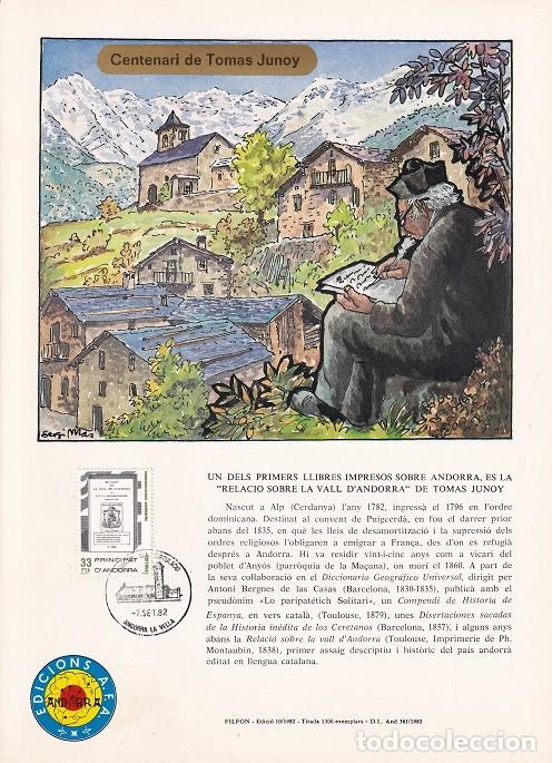 Timbres: Andorra 1982 N&ordm; 10 Tirada 1300 - Centenari de Tomas Junoy - Relaci&oacute; sobre La Vall d'Andorra