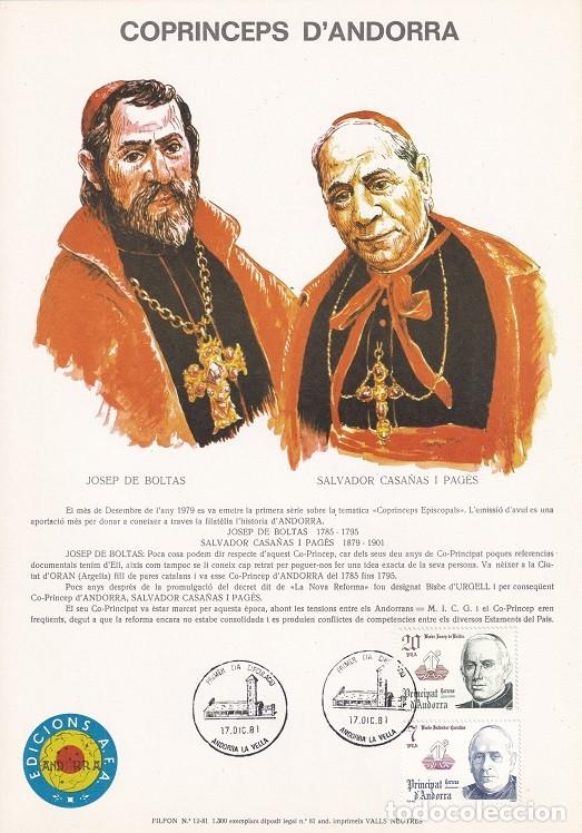 Timbres: Andorra 1981 N&ordm; 12 Tirada 1300 - Copr&iacute;nceps d'Andorra - Copr&iacute;ncipes - Josep de Boltas - Salvador C..