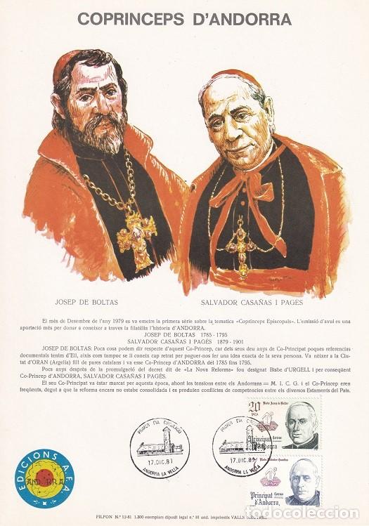 Timbres: Andorra 1981 N&ordm; 12 Tirada 1300 - Copr&iacute;nceps d'Andorra - Copr&iacute;ncipes - Josep de Boltas - Salvador C..