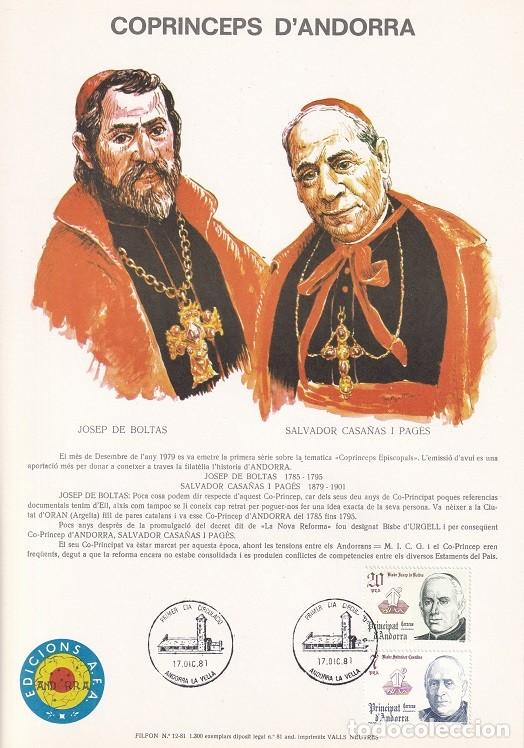 Timbres: Andorra 1981 N&ordm; 12 Tirada 1300 - Copr&iacute;nceps d'Andorra - Copr&iacute;ncipes - Josep de Boltas - Salvador C..