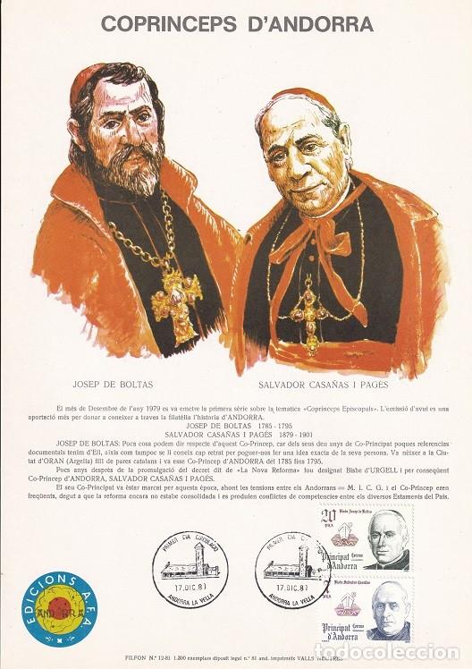 Timbres: Andorra 1981 N&ordm; 12 Tirada 1300 - Copr&iacute;nceps d'Andorra - Copr&iacute;ncipes - Josep de Boltas - Salvador C..