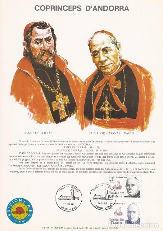 Timbres: Andorra 1981 N&ordm; 12 Tirada 1300 - Copr&iacute;nceps d'Andorra - Copr&iacute;ncipes - Josep de Boltas - Salvador C..