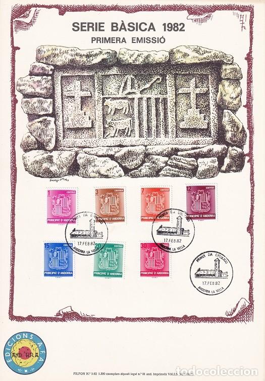 Timbres: Andorra 1982 N&ordm; 1 Tirada 1300 - Serie b&agrave;sica Primera emissi&oacute; - Serie b&aacute;sica completa Escudo Nacional