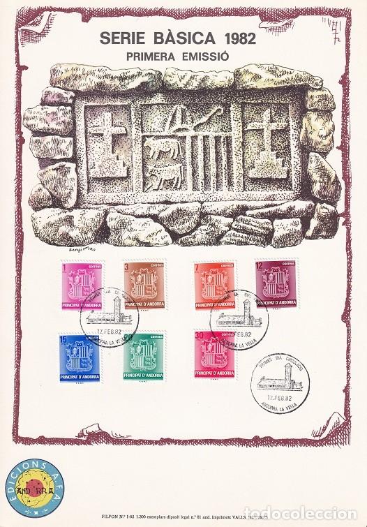 Timbres: Andorra 1982 N&ordm; 1 Tirada 1300 - Serie b&agrave;sica Primera emissi&oacute; - Serie b&aacute;sica completa Escudo Nacional