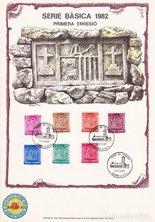 Timbres: Andorra 1982 N&ordm; 1 Tirada 1300 - Serie b&agrave;sica Primera emissi&oacute; - Serie b&aacute;sica completa Escudo Nacional