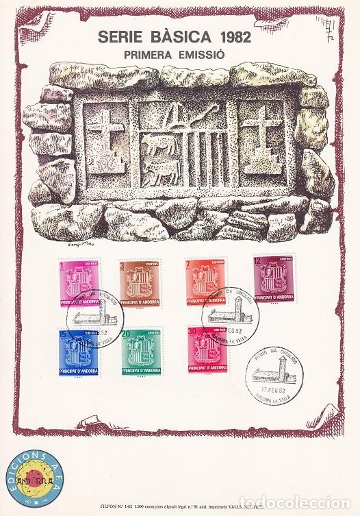 Timbres: Andorra 1982 N&ordm; 1 Tirada 1300 - Serie b&agrave;sica Primera emissi&oacute; - Serie b&aacute;sica completa Escudo Nacional