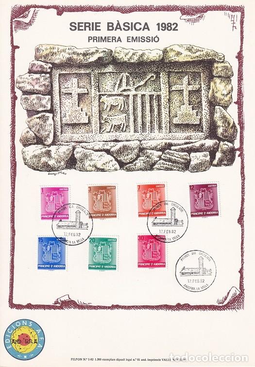 Timbres: Andorra 1982 N&ordm; 1 Tirada 1300 - Serie b&agrave;sica Primera emissi&oacute; - Serie b&aacute;sica completa Escudo Nacional