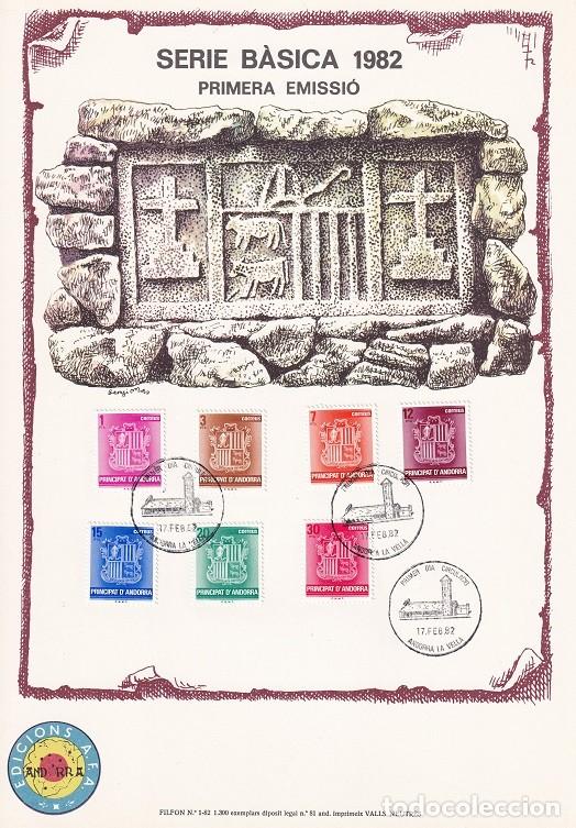 Timbres: Andorra 1982 N&ordm; 1 Tirada 1300 - Serie b&agrave;sica Primera emissi&oacute; - Serie b&aacute;sica completa Escudo Nacional