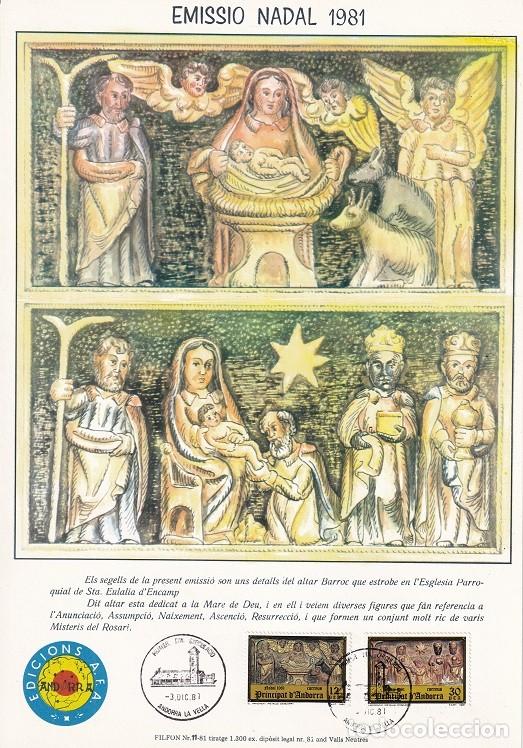 Briefmarken: Andorra 1981 N&ordm; 11 Tirada 1300 - Emissi&oacute; Nadal - Navidad - Nacimiento - Adoraci&oacute;n - Resurrecci&oacute;n