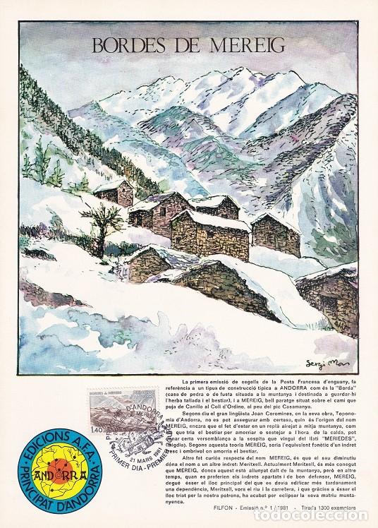 Briefmarken: Andorra 1981 N&ordm; 1 Tirada 1300 - Bordes de Mereig - Arquitectura - Peu del Pic Casamanya