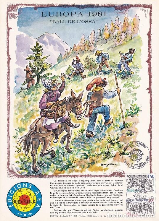 Briefmarken: Andorra 1981 N&ordm; 3 Tirada 1300 - Europa CEPT - Ball de l'ossa - El contrapaso - El baile de la osa