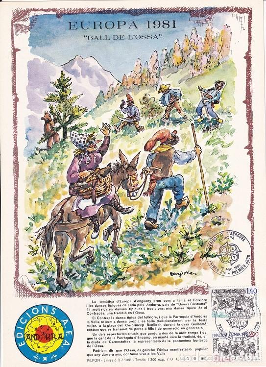 Briefmarken: Andorra 1981 N&ordm; 3 Tirada 1300 - Europa CEPT - Ball de l'ossa - El contrapaso - El baile de la osa