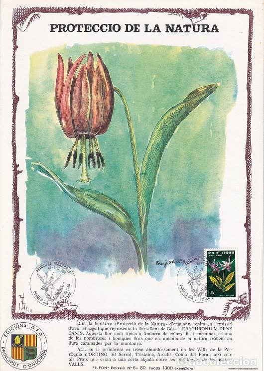 Briefmarken: Andorra 1980 N&ordm; 6 Tirada 1300 - Protecci&oacute; de la Natura Dent de G&oacute;s Diente de perro Erythronium dens