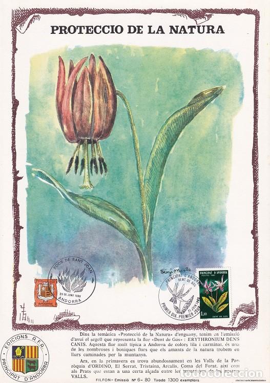 Briefmarken: Andorra 1980 N&ordm; 6 Tirada 1300 - Protecci&oacute; de la Natura Dent de G&oacute;s Diente de perro Erythronium dens