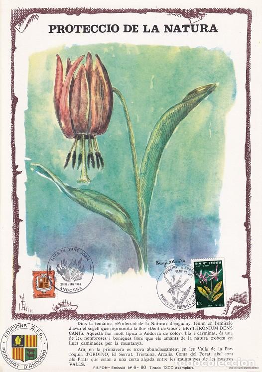 Briefmarken: Andorra 1980 N&ordm; 6 Tirada 1300 - Protecci&oacute; de la Natura Dent de G&oacute;s Diente de perro Erythronium dens