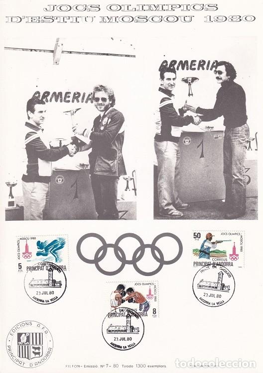 Briefmarken: Andorra 1980 N&ordm; 7 Tirada 1300 - Jocs Ol&iacute;mpis d'estiu Moscou - Esqu&iacute; - Boxeo - Tiro - Jocs Ol&iacute;mpics