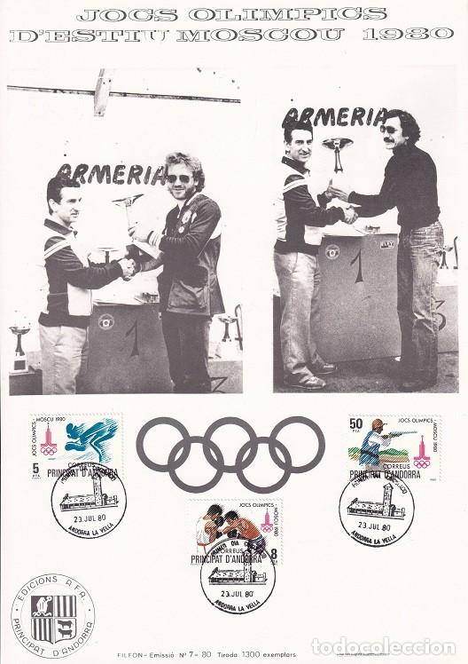 Briefmarken: Andorra 1980 N&ordm; 7 Tirada 1300 - Jocs Ol&iacute;mpis d'estiu Moscou - Esqu&iacute; - Boxeo - Tiro - Jocs Ol&iacute;mpics