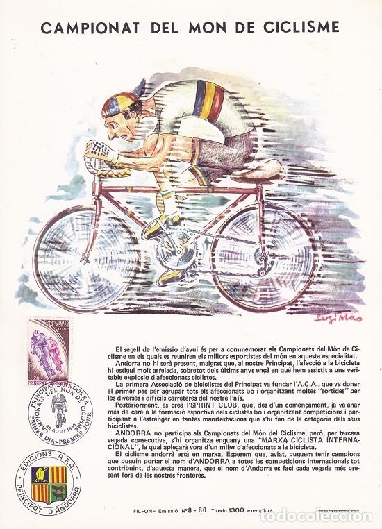Briefmarken: Andorra 1980 N&ordm; 8 Tirada 1300 - Campionat del M&oacute;n de Ciclisme - Carrera - Sallanches y Besan&ccedil;on