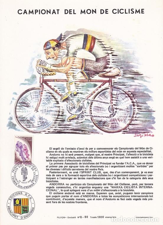 Briefmarken: Andorra 1980 N&ordm; 8 Tirada 1300 - Campionat del M&oacute;n de Ciclisme - Carrera - Sallanches y Besan&ccedil;on