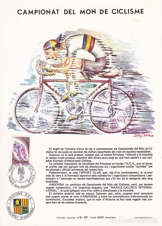 Briefmarken: Andorra 1980 N&ordm; 8 Tirada 1300 - Campionat del M&oacute;n de Ciclisme - Carrera - Sallanches y Besan&ccedil;on