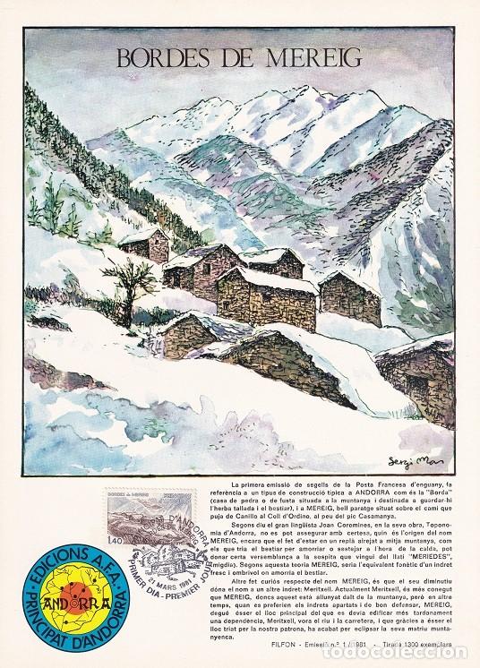 Briefmarken: Andorra 1981 N&ordm; 1 Tirada 1300 - Bordes de Mereig - Arquitectura - Peu del Pic Casamanya