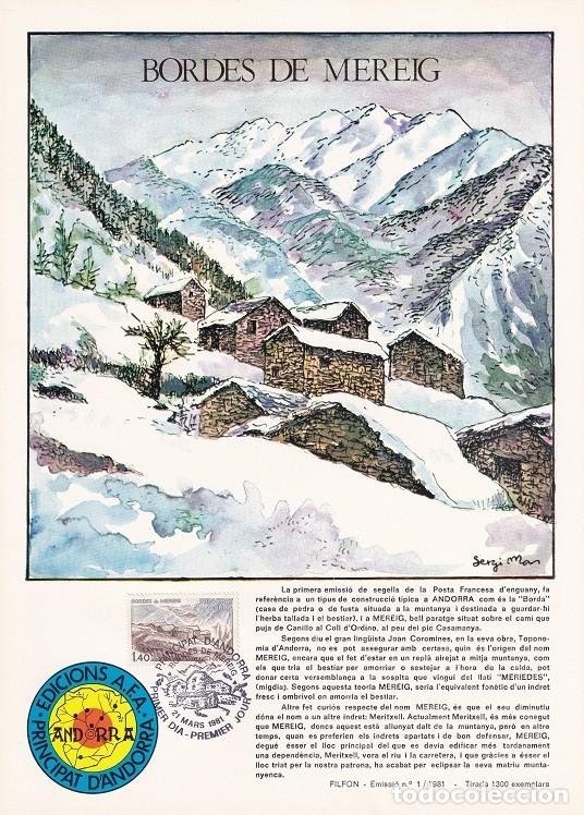 Briefmarken: Andorra 1981 N&ordm; 1 Tirada 1300 - Bordes de Mereig - Arquitectura - Peu del Pic Casamanya