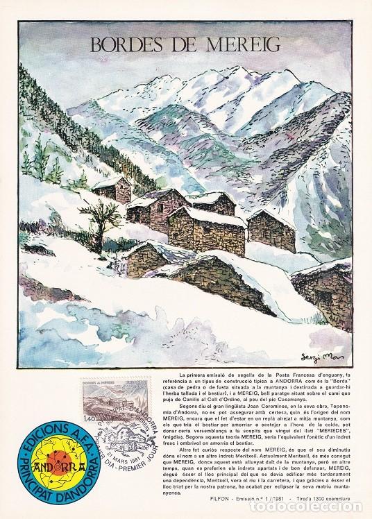 Briefmarken: Andorra 1981 N&ordm; 1 Tirada 1300 - Bordes de Mereig - Arquitectura - Peu del Pic Casamanya