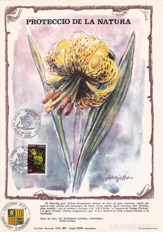 Briefmarken: Andorra 1980 N&ordm; 5 Tirada 1300 - Flora - Marc&ograve;lig groc - Lila pirenaica - Lilium pyrenaicum - Sorteny
