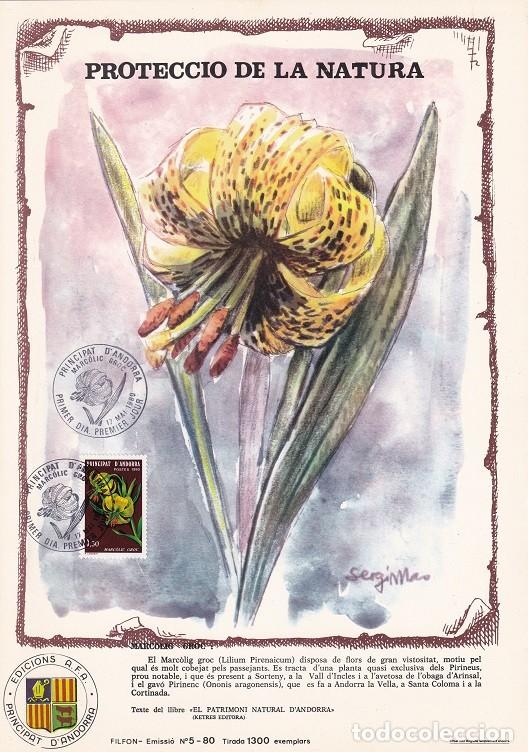 Briefmarken: Andorra 1980 N&ordm; 5 Tirada 1300 - Flora - Marc&ograve;lig groc - Lila pirenaica - Lilium pyrenaicum - Sorteny