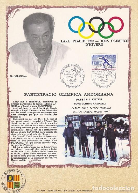 Briefmarken: Andorra 1980 N&ordm; 2 Tirada 1300 - Lake Placid Jocs Ol&iacute;mpics d'Hivern - Esqu&iacute; de fondo - Dr. Vilanova