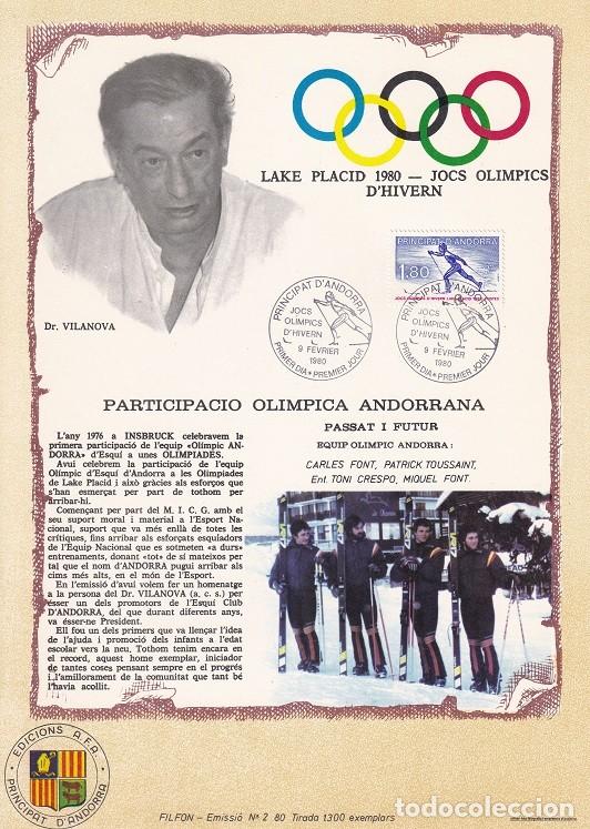Briefmarken: Andorra 1980 N&ordm; 2 Tirada 1300 - Lake Placid Jocs Ol&iacute;mpics d'Hivern - Esqu&iacute; de fondo - Dr. Vilanova