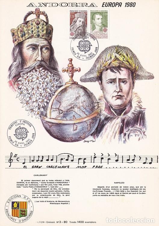 Briefmarken: Andorra 1980 N&ordm; 3 Tirada 1400 - Europa - Personajes - Carlemany - Napole&oacute; - Carlomagno - Napole&oacute;n