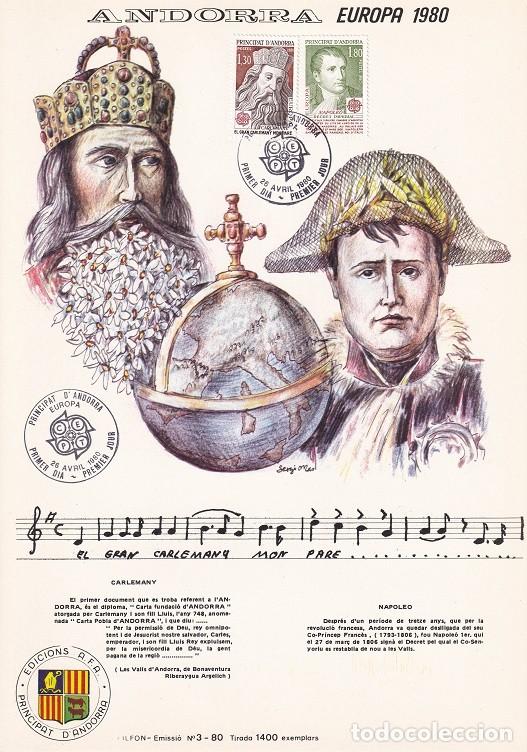 Briefmarken: Andorra 1980 N&ordm; 3 Tirada 1400 - Europa - Personajes - Carlemany - Napole&oacute; - Carlomagno - Napole&oacute;n