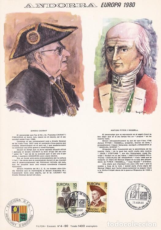 Briefmarken: Andorra 1980 N&ordm; 4 Tirada 1400 - Europa - Personajes - S&iacute;ndic Cairat - Antoni Fiter i Rossell