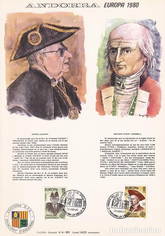 Briefmarken: Andorra 1980 N&ordm; 4 Tirada 1400 - Europa - Personajes - S&iacute;ndic Cairat - Antoni Fiter i Rossell