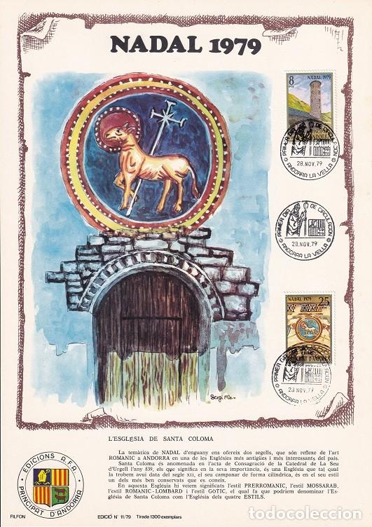 Briefmarken: Andorra 1979 N&ordm; 11 Tirada 1300 - Nadal Navidad - Esgl&eacute;sia de Santa Coloma - Vista general Iglesia