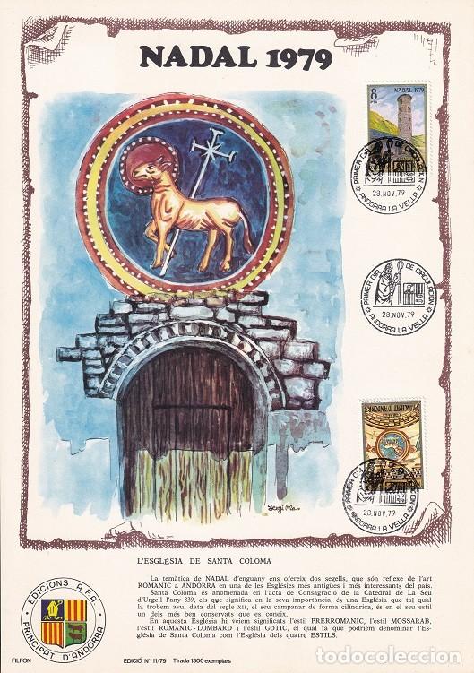 Briefmarken: Andorra 1979 N&ordm; 11 Tirada 1300 - Nadal Navidad - Esgl&eacute;sia de Santa Coloma - Vista general Iglesia