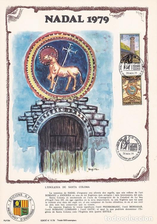 Briefmarken: Andorra 1979 N&ordm; 11 Tirada 1300 - Nadal Navidad - Esgl&eacute;sia de Santa Coloma - Vista general Iglesia
