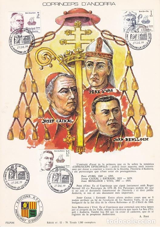 Briefmarken: Andorra 1979 N&ordm; 12 Tirada 1300 - Copr&iacute;ncipes de Andorra - Copr&iacute;nceps d'Andorra - Joan Belloch y Vi..