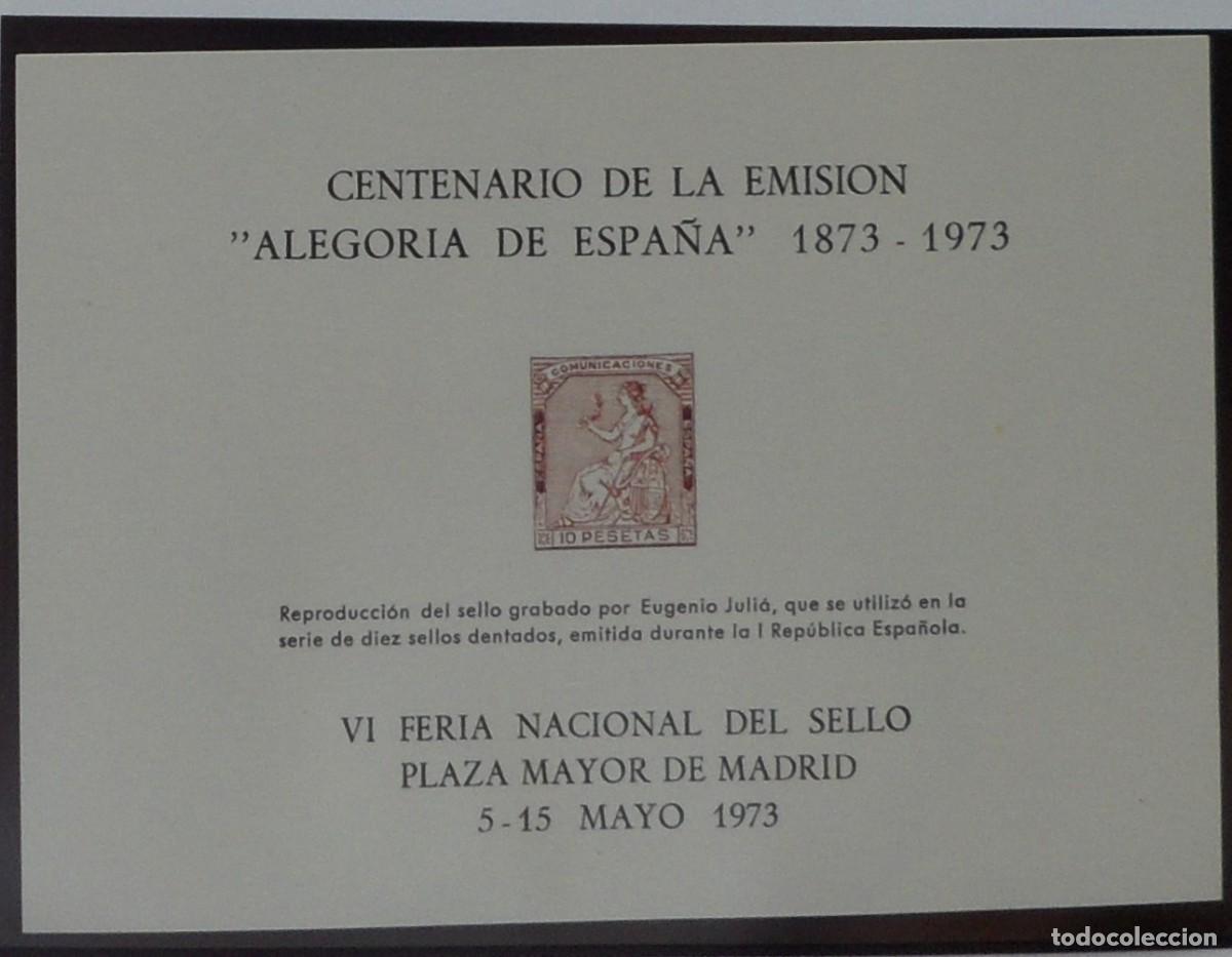 Sellos: 1973-ESPA&Ntilde;A-RECUERDOS FILATELICOS-EXPOSICIONES Y HOMENAJES-VER FOTO-HOJITAS Y TARJETAS