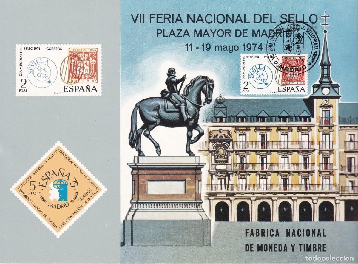 Sellos: 1974-ESPA&Ntilde;A-RECUERDOS FILATELICOS-EXPOSICIONES Y HOMENAJES-VER FOTO-HOJITAS Y TARJETAS