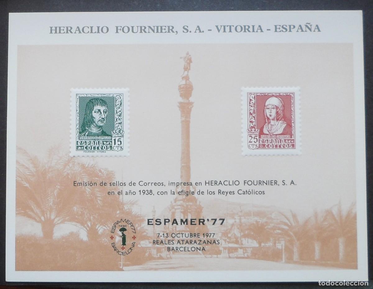 Sellos: 1977-ESPA&Ntilde;A-RECUERDOS FILATELICOS-EXPOSICIONES Y HOMENAJES-VER FOTO-HOJITAS Y TARJETAS
