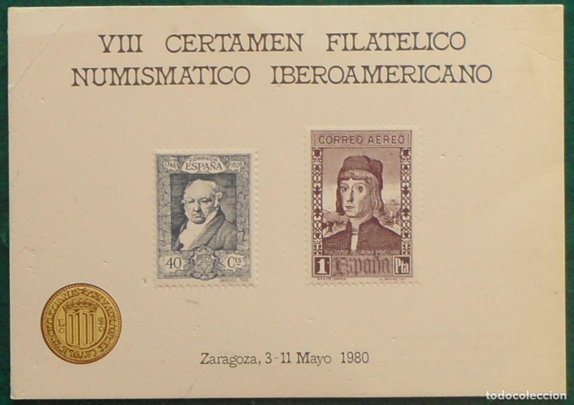 Sellos: 1980-ESPA&Ntilde;A-RECUERDOS FILATELICOS-EXPOSICIONES Y HOMENAJES-VER FOTO-HOJITAS Y TARJETAS