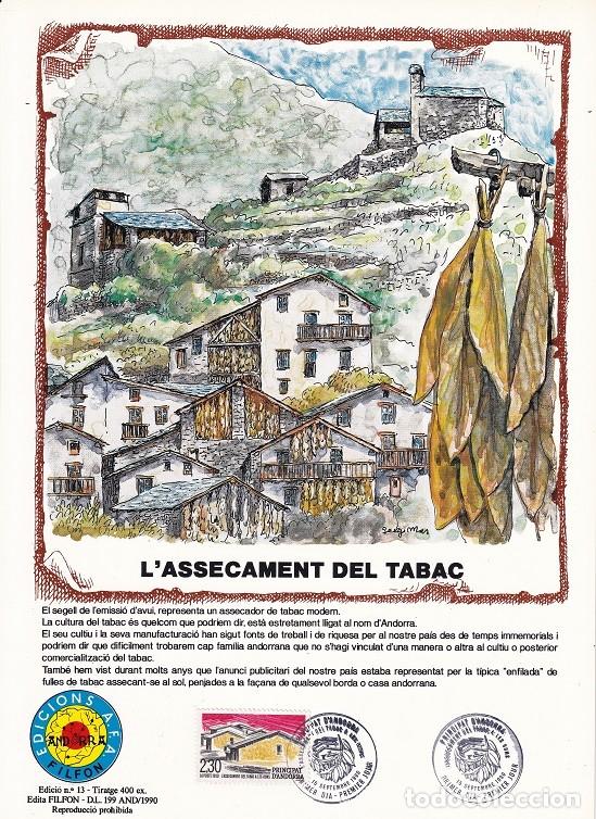 Selos: Andorra 1990 N&ordm; 13 Tirada 400 - L' Assecament del tabac - Secado del tabaco en Les Bons