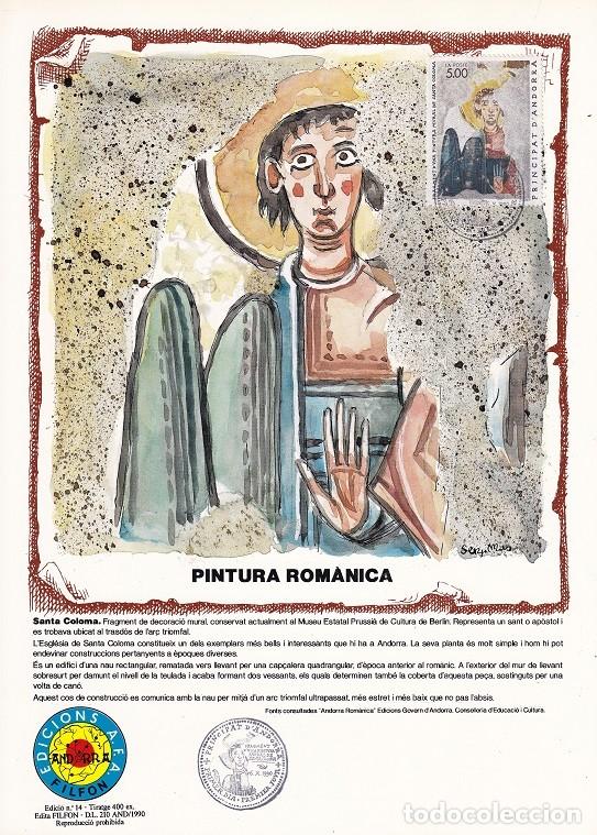 Timbres: Andorra 1990 N&ordm; 14 Tirada 400 - Pintura rom&agrave;nica Santa Coloma - Mural en la Iglesia de Santa Coloma