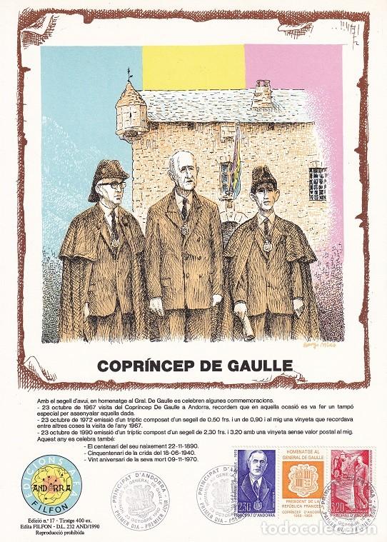 Timbres: Andorra 1990 N&ordm; 17 Tirada 400 - Copr&iacute;ncep De Gaulle - Centenario nacimiento General Charles de Gaull