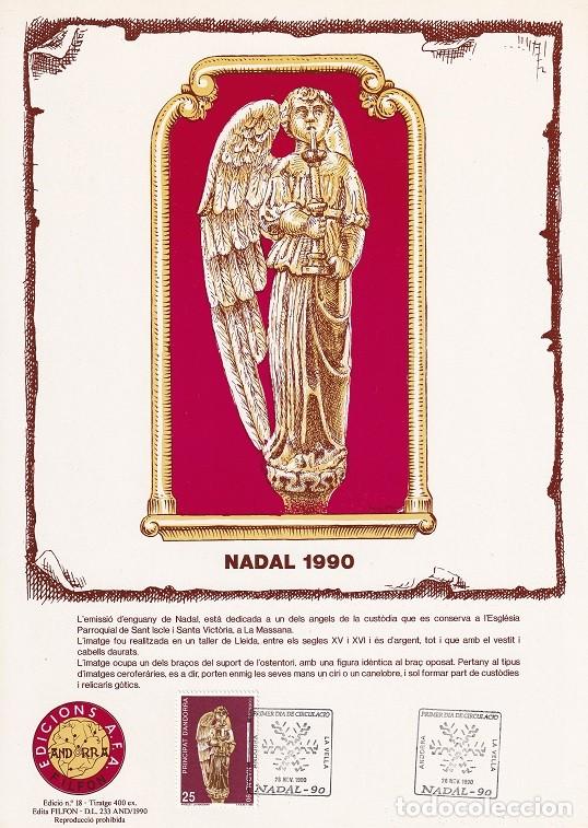 Timbres: Andorra 1990 N&ordm; 18 Tirada 400 - Nadal Navidad &Aacute;ngel La Massana Esgl&eacute;sia Parroquial Sant Iscle i Sta