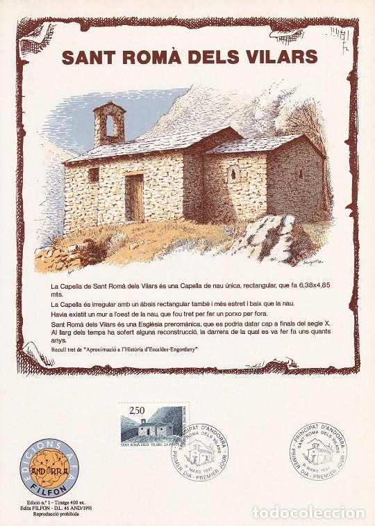 Timbres: Andorra 1991 N&ordm; 1 Tirada 400 - Sant Rom&agrave; dels Vilars - Capella - Esgl&eacute;sia prerom&agrave;nica segle X